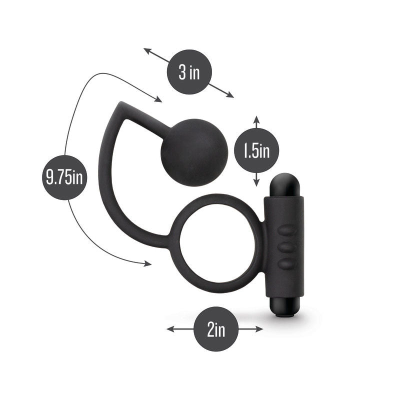 Anal adventures - anal ball & vibrating cock-ring - Product front view, with dimensions | Flirtybay.com.au